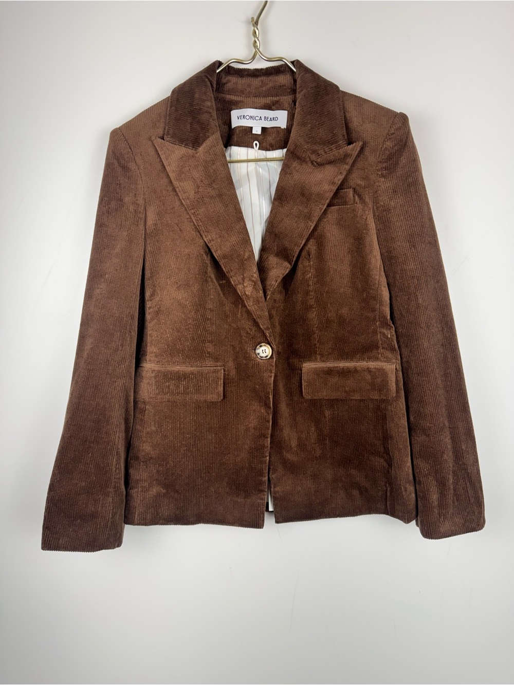 VERONICA BEARD Reagan Corduroy Dickey Jacket Dark Cocoa Brown Sz 2 Dark Academia - Picture 3 of 10